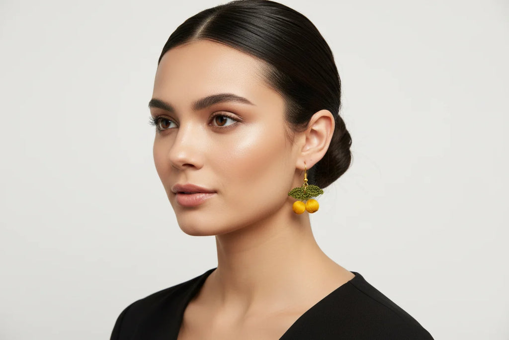 Women’s Handmade Gold-Plated Crochet Earrings – Boho Knit Design