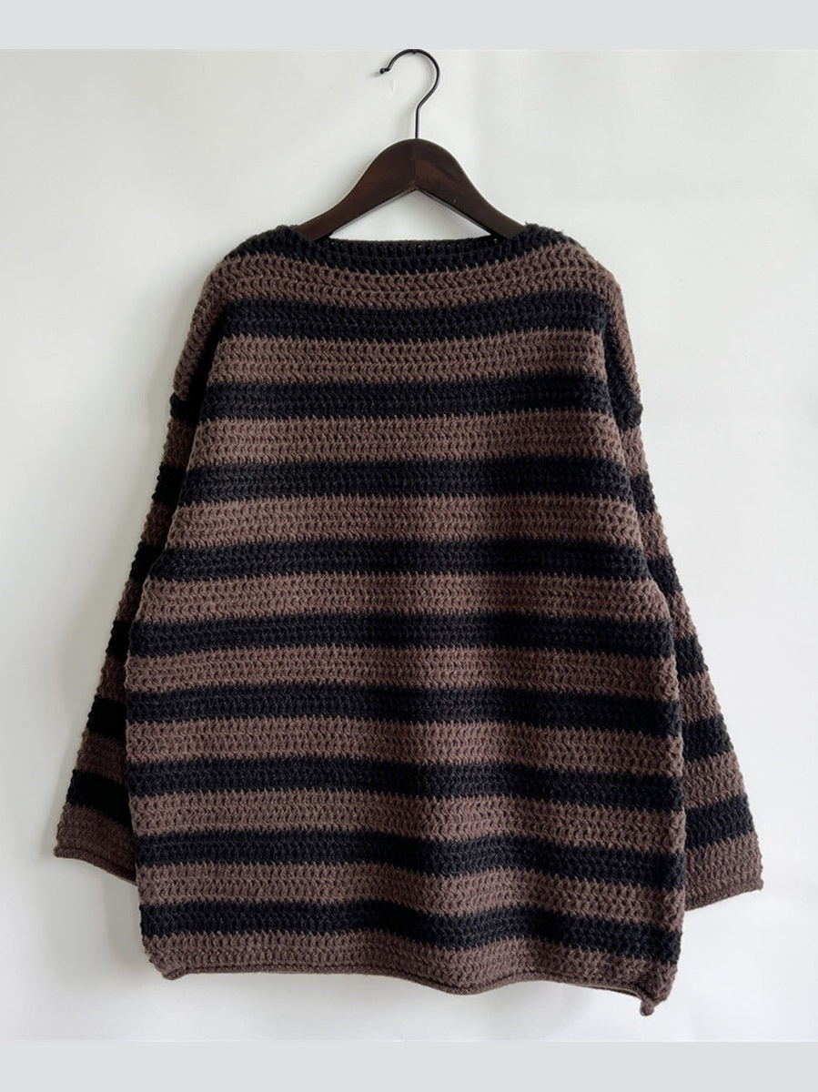 Striped Round Neck Long Sleeve Sweater