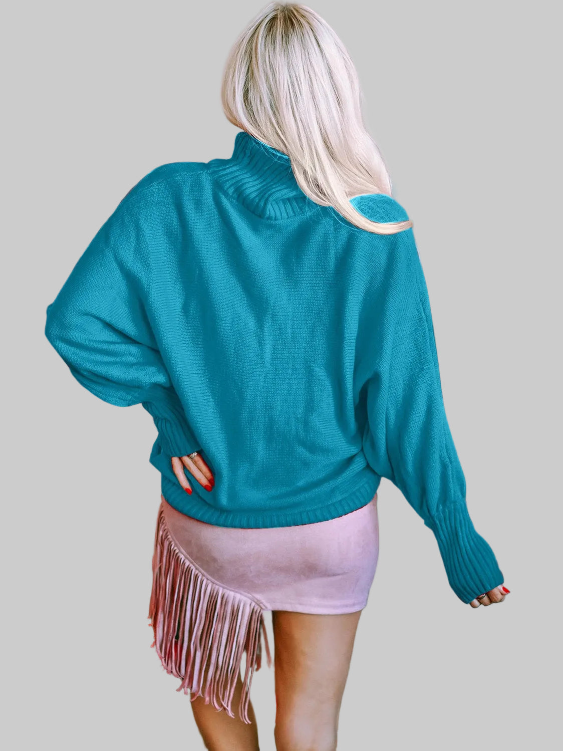Women Full Size Merry Christmas Turtleneck Long Sleeve Sweater