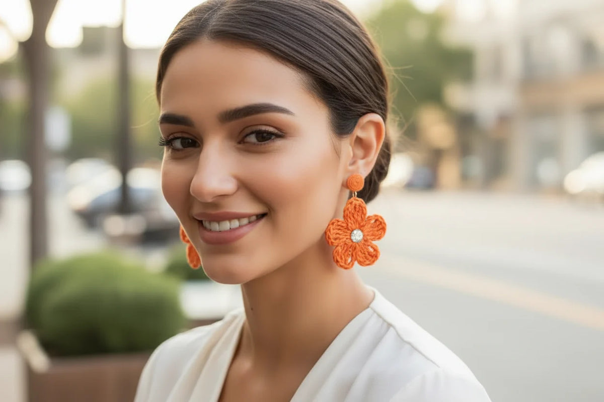 Women’s Handmade Daisy Earrings – Dennis M Crystal Floral Design
