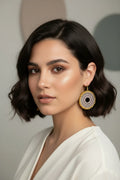 Women’s Handmade Rose Crochet Dangling Earrings – Circular Knit Design