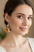 Women’s Handmade Fan-Shaped Pearl Bead Earrings – Beaded Crochet Design