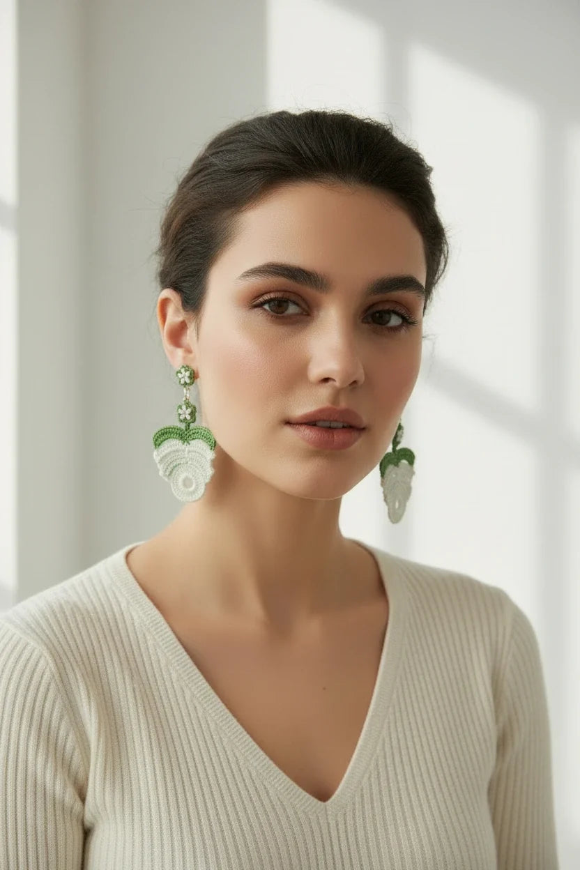 Women’s Handmade Cactus Bead Earrings – Boho Seed Bead Design