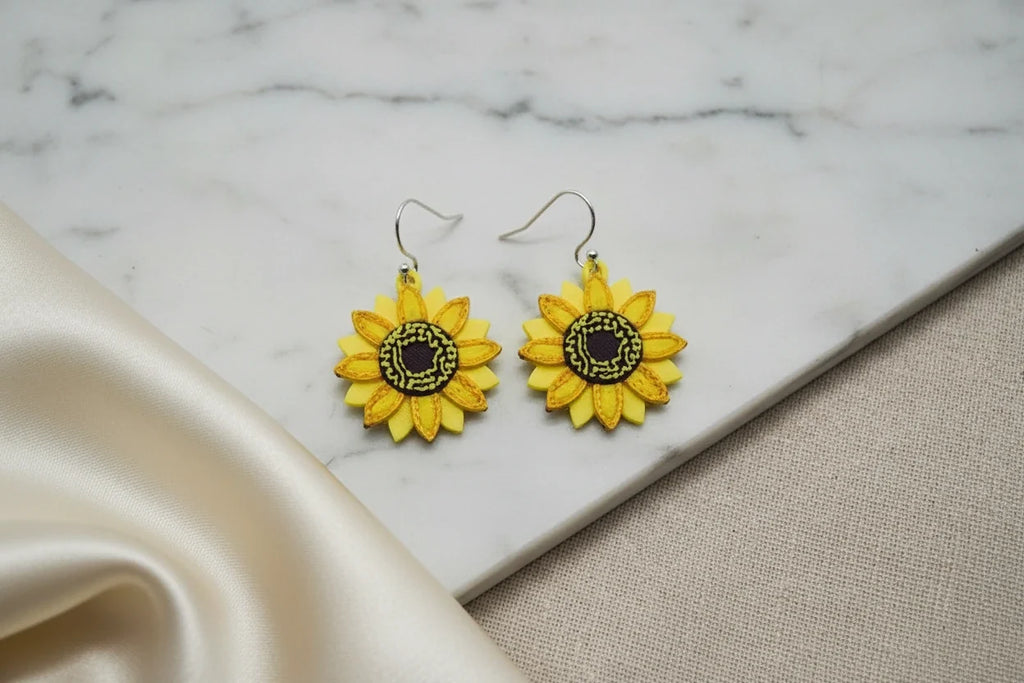 Women’s Handmade Yellow Daisy Figurine Earrings – Colorful Fun Design