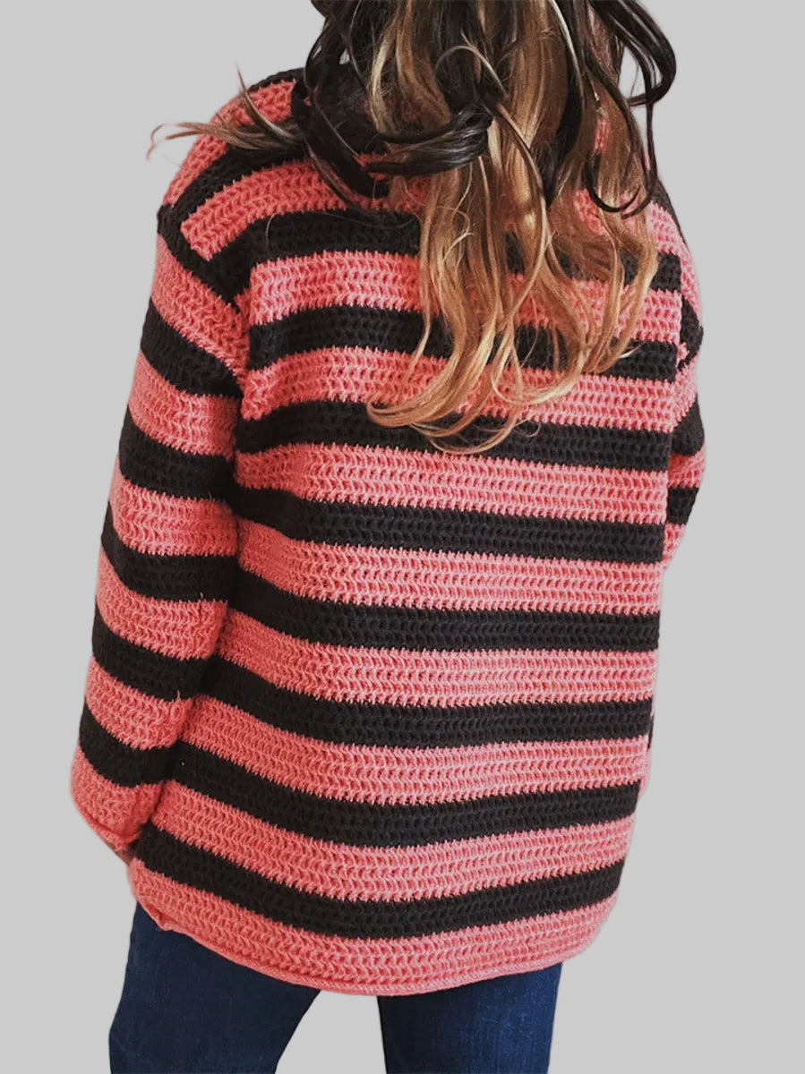 Striped Round Neck Long Sleeve Sweater