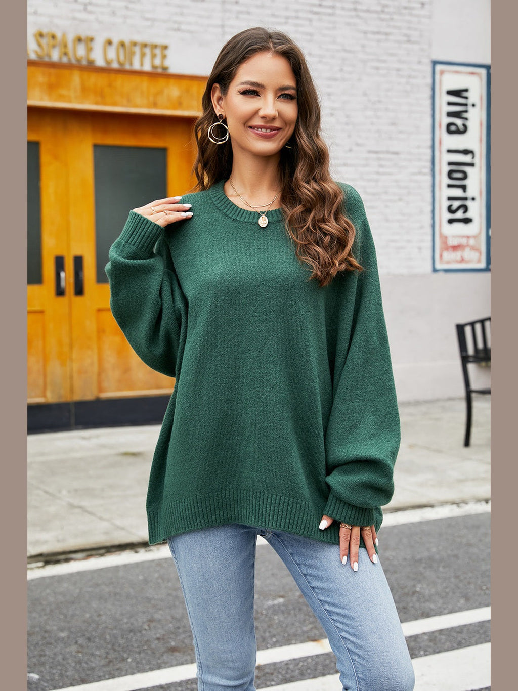Women Round Neck  Long Sleeve Sweater