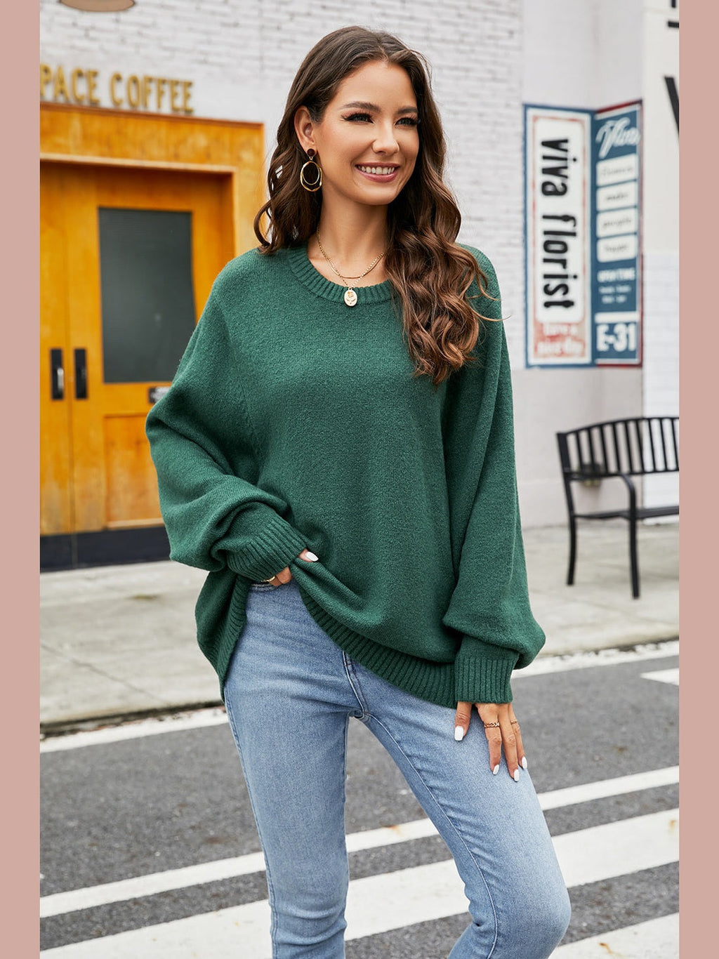 Women Round Neck  Long Sleeve Sweater