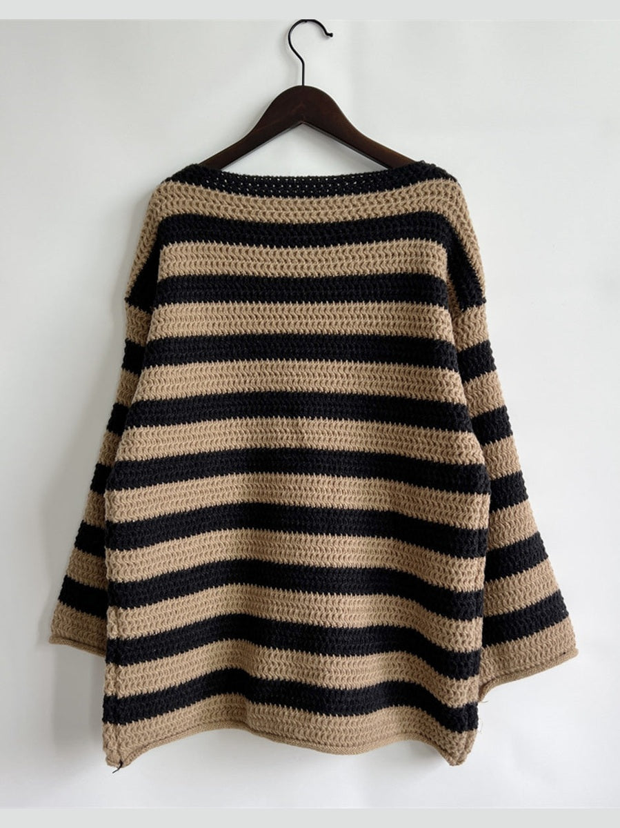 Striped Round Neck Long Sleeve Sweater
