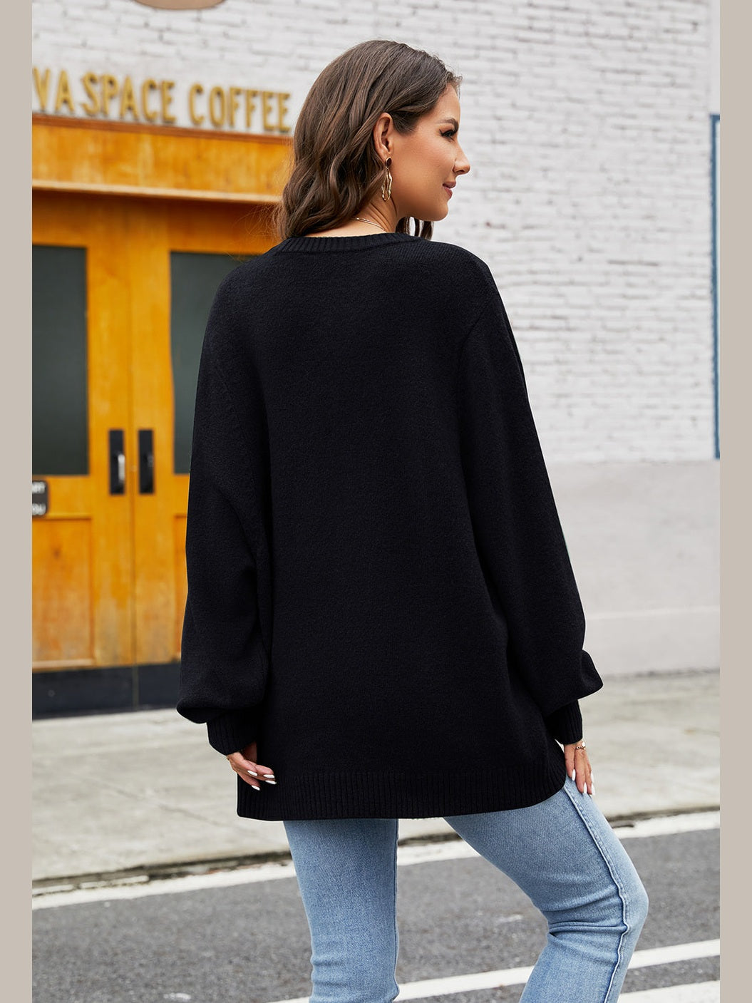 Women Round Neck  Long Sleeve Sweater