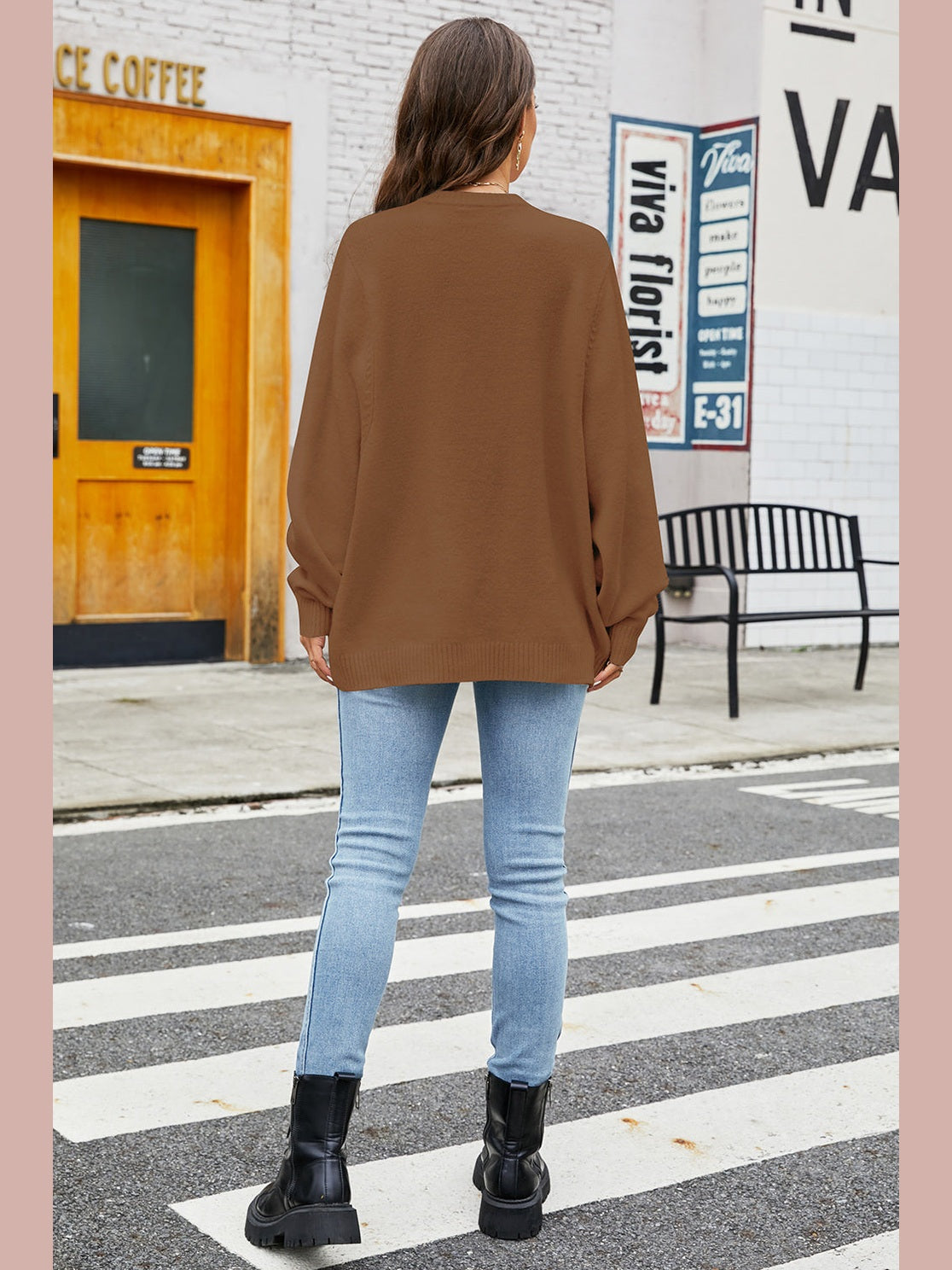Women Round Neck  Long Sleeve Sweater