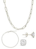 Sterling Silver Paperclip & Everyday Studs Jewelry Bundle