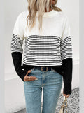 Perfee Striped Drop Shoulder Sweater