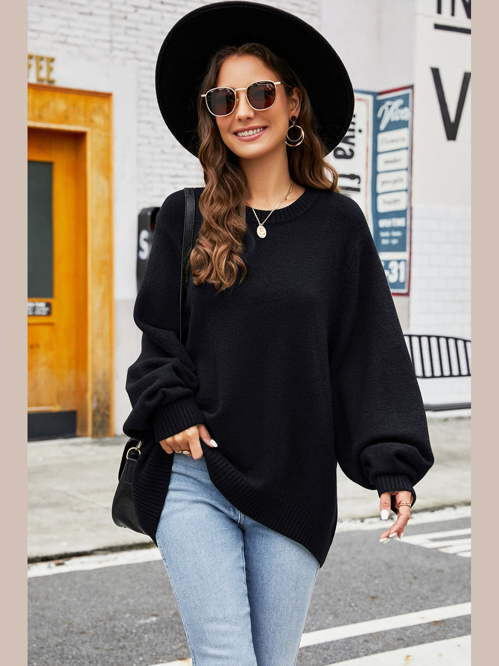 Women Round Neck  Long Sleeve Sweater
