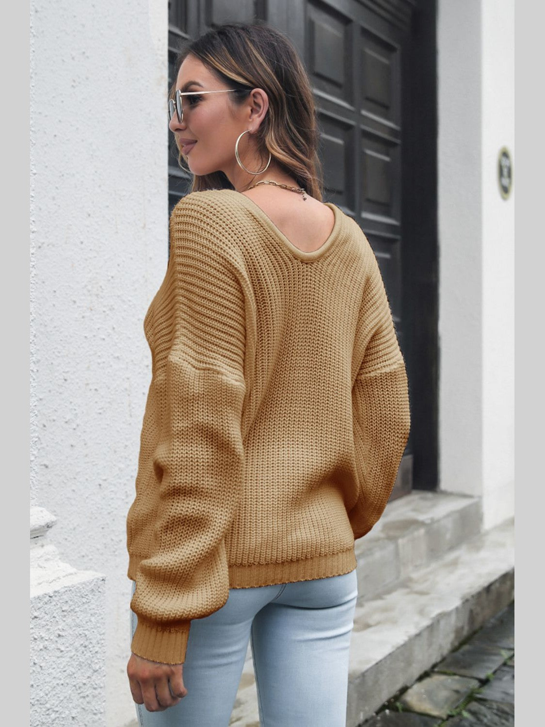 V-Neck Drop Shoulder Sweater