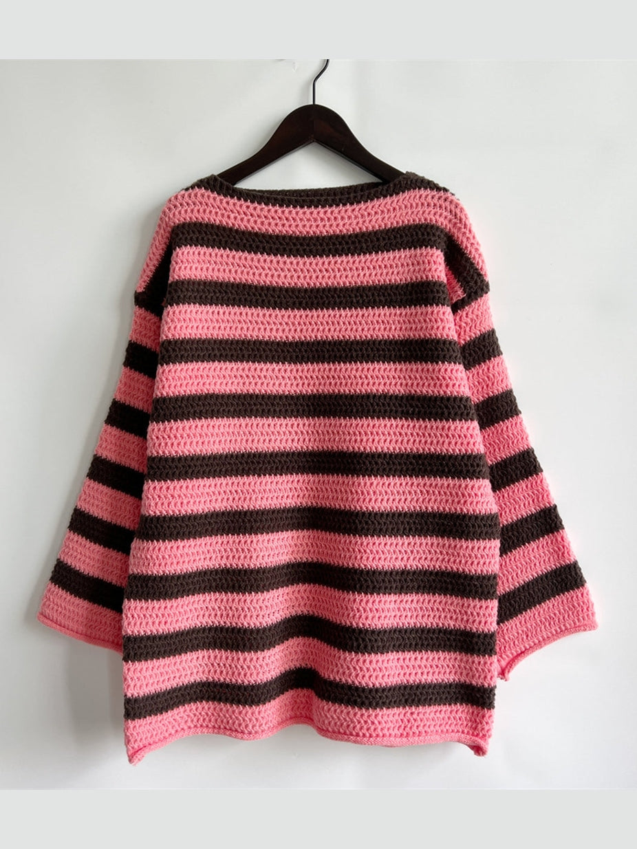 Striped Round Neck Long Sleeve Sweater