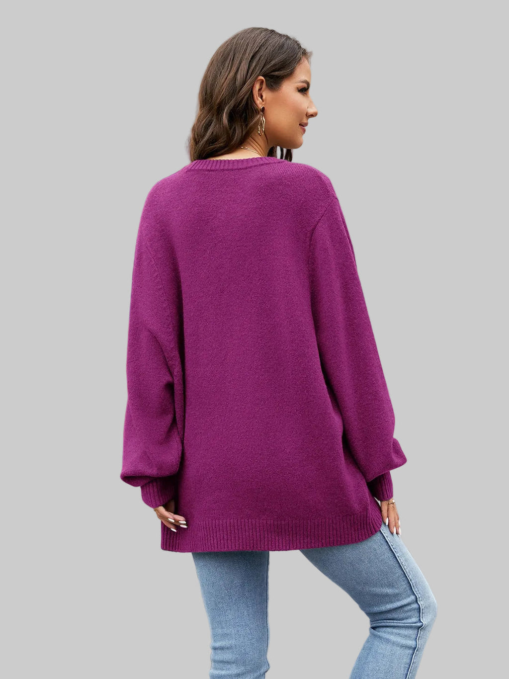 Women Round Neck  Long Sleeve Sweater