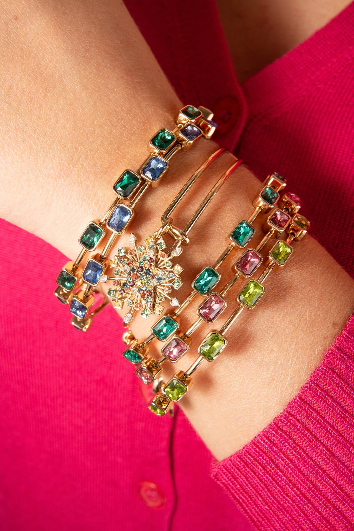 May Birthstone Emerald Cut Bangle