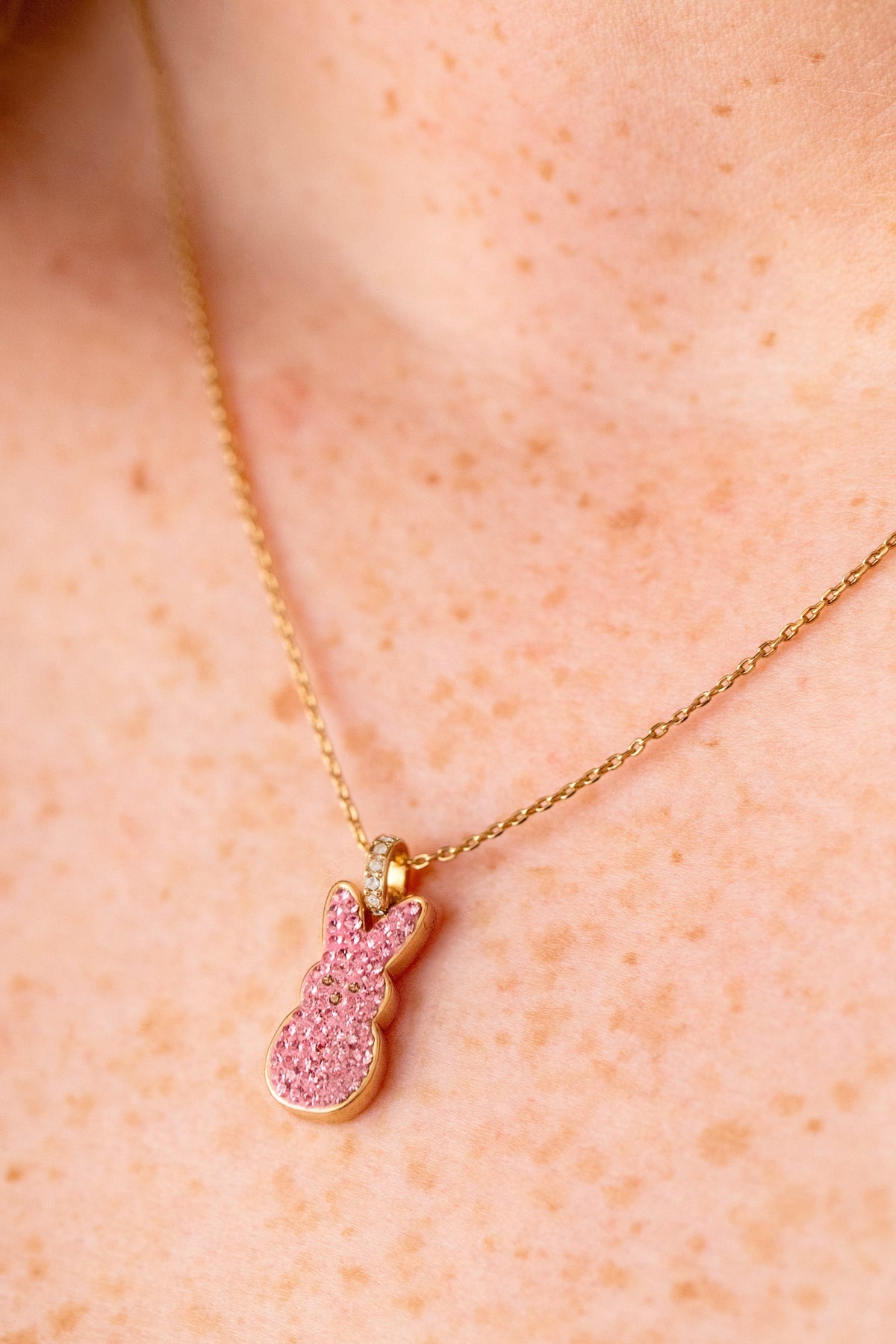 PEEPS® Pink Crystal Bunny Pendant Necklace