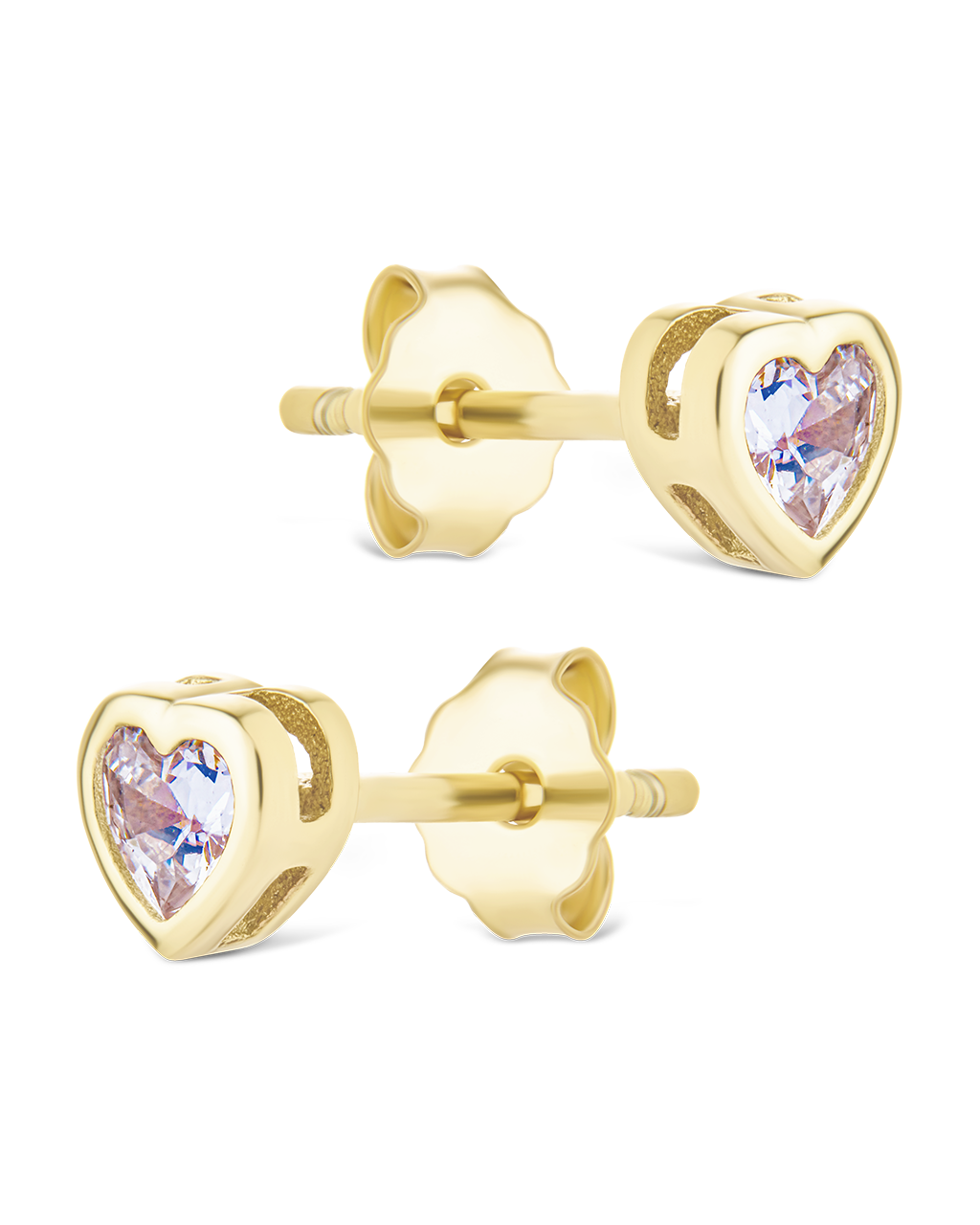 Sterling Silver Bezel Set CZ Heart Studs