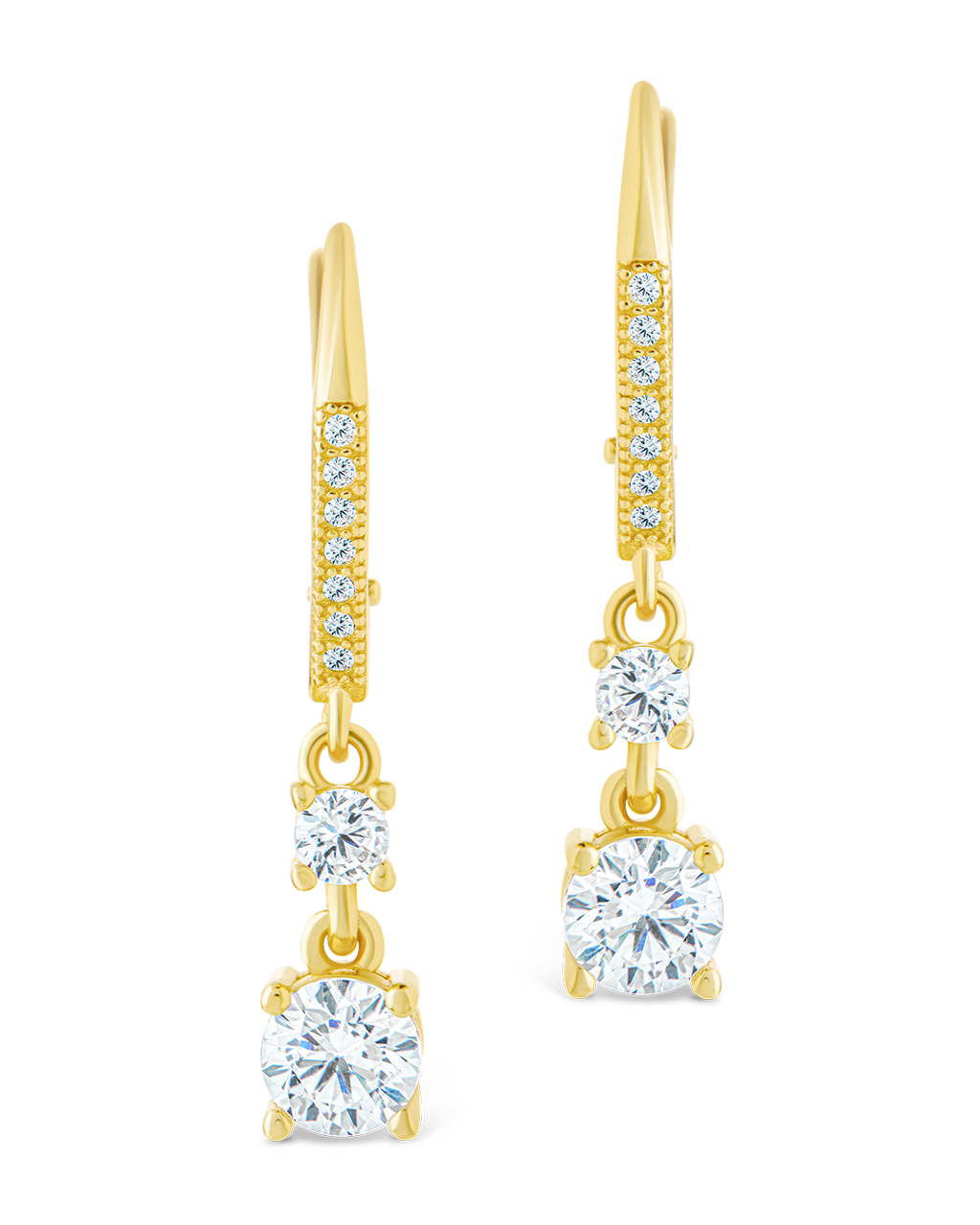 Sterling Silver Magdalena Brilliant Cut CZ French Clip Earrings