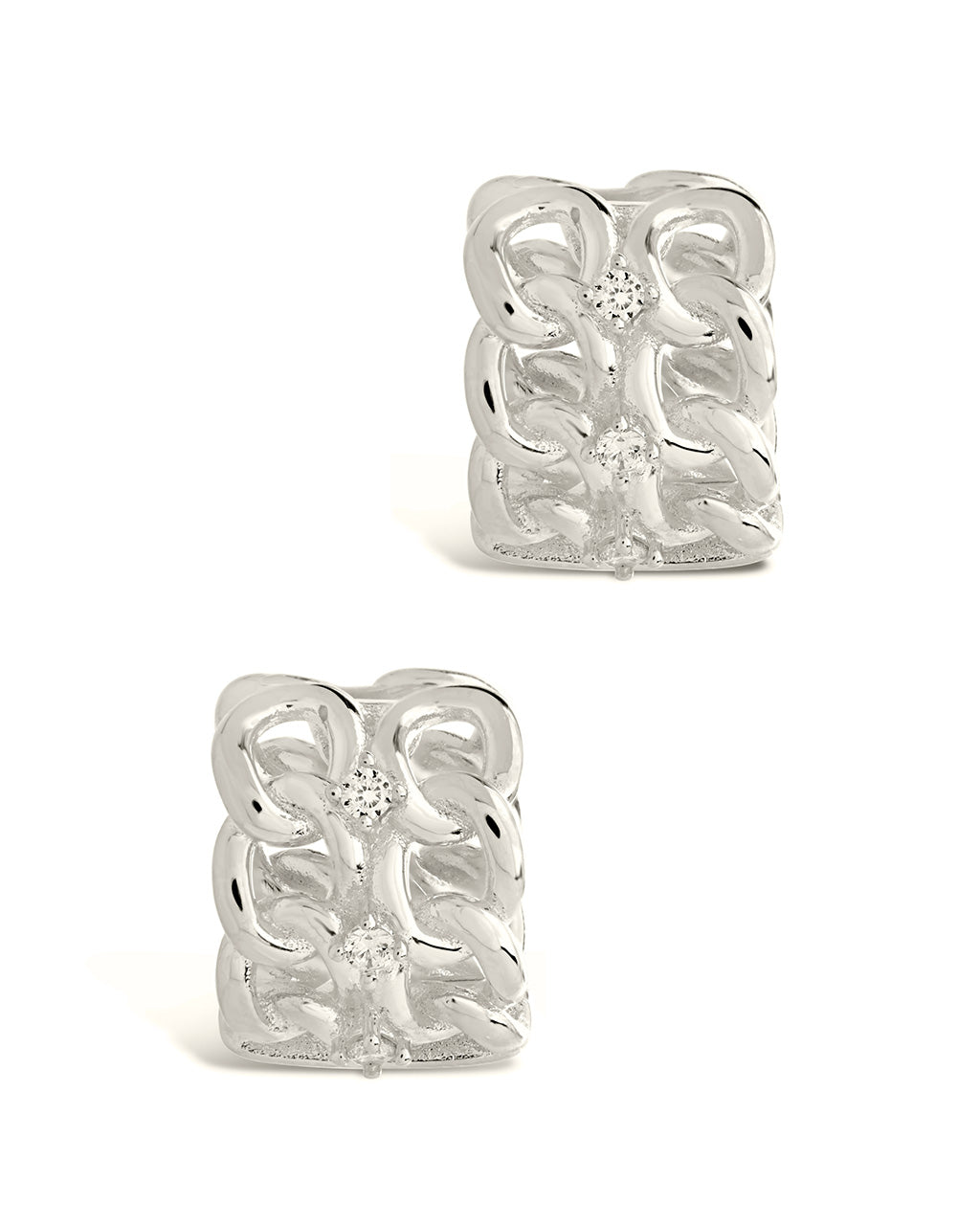 Carleene CZ Chain Huggie Hoop Earrings