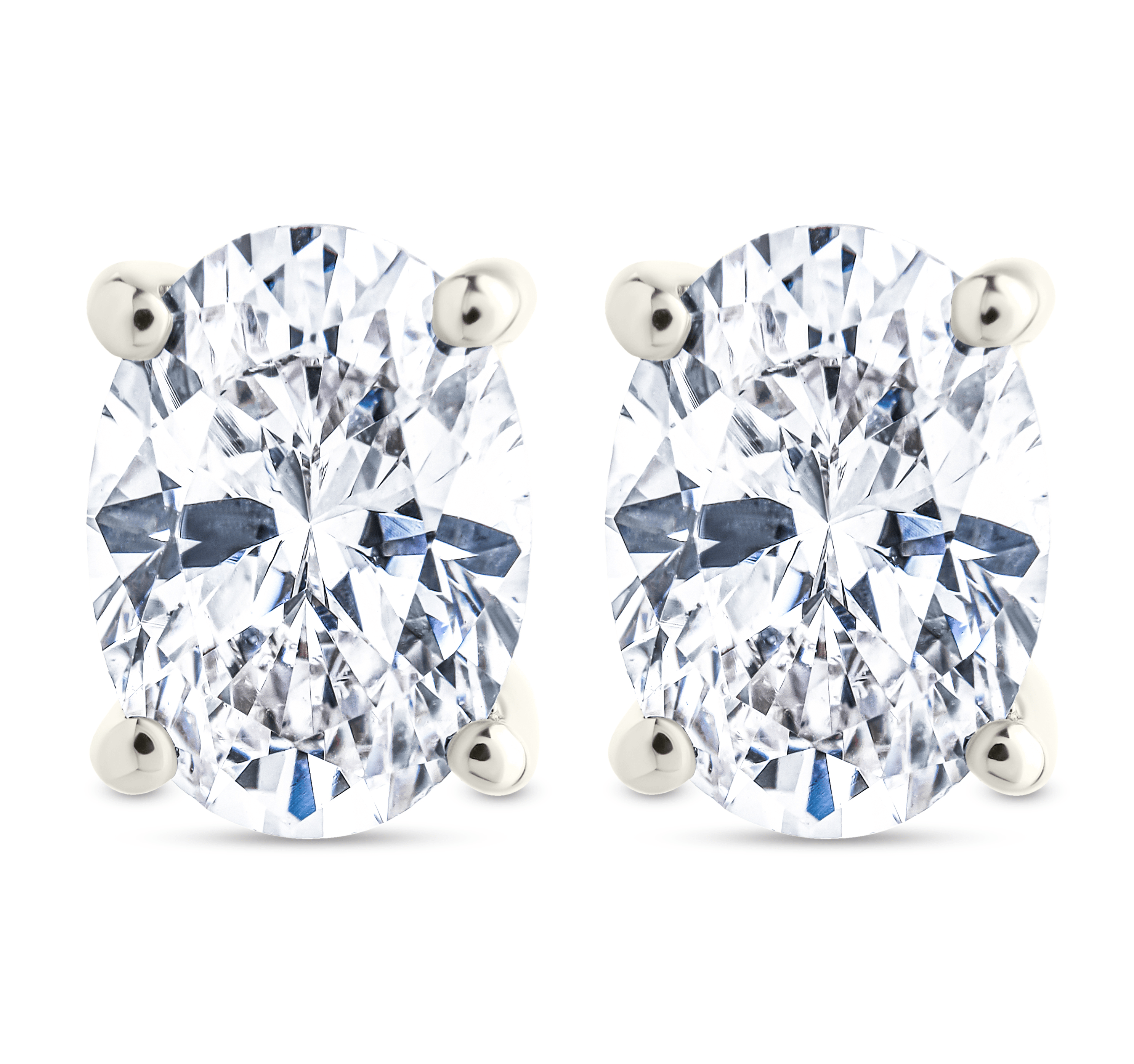Sterling Silver Oval Cut Prong Set Stud Earrings