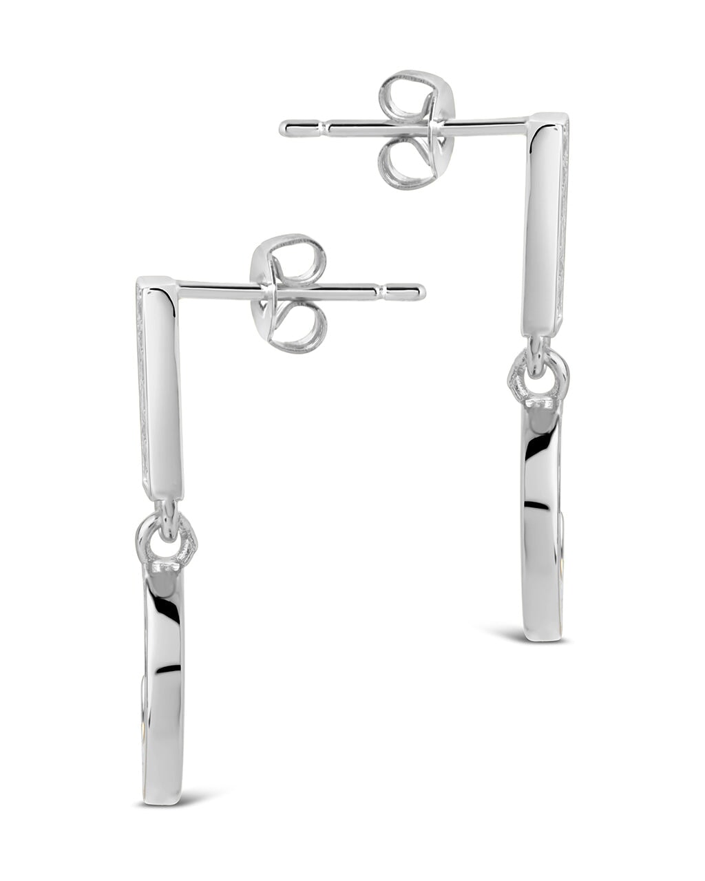 Valeria CZ & Moonstone Crescent Drop Stud Earrings
