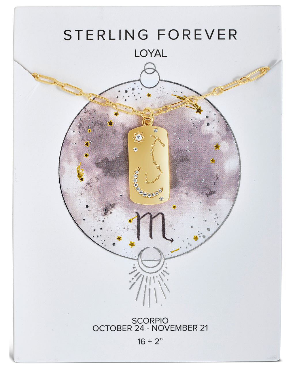 CZ Constellation Dog Tag Pendant Necklace