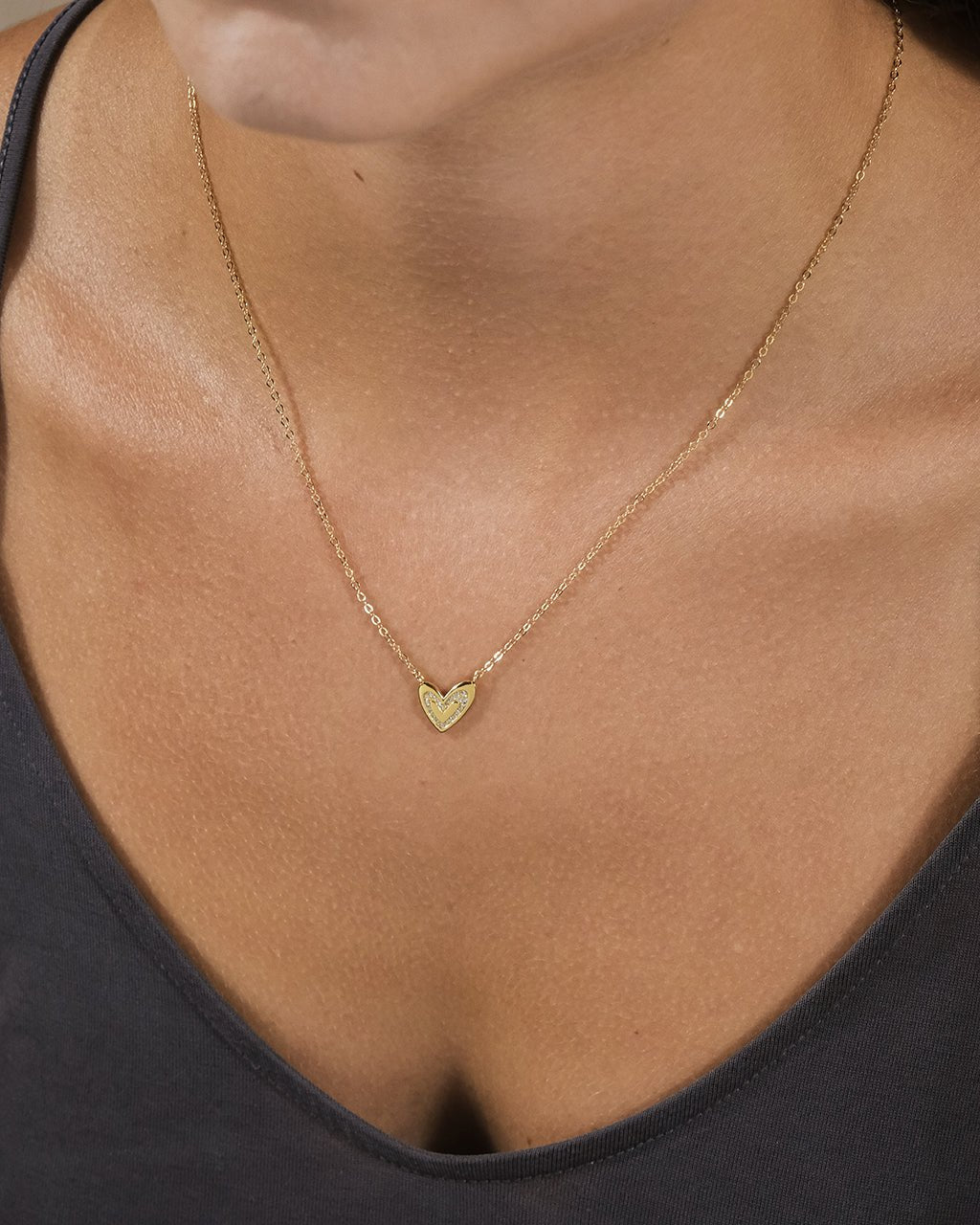 Sterling Silver Mabel CZ Heart Pendant Necklace