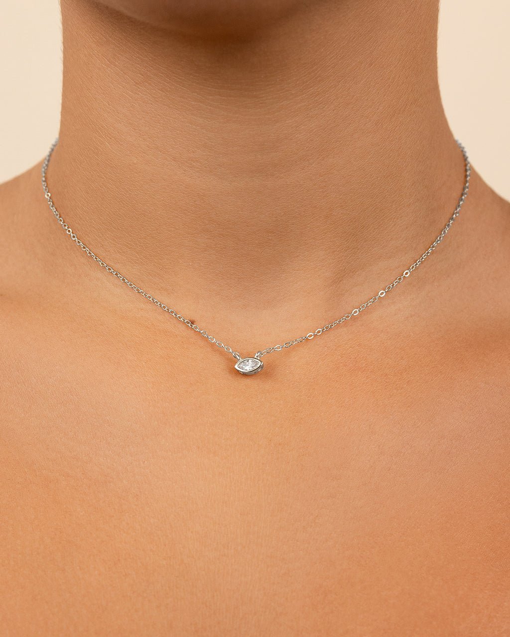 Sterling Silver Marquise Bezel Set Pendant