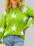 Star Pattern Round Neck Pullover Sweater