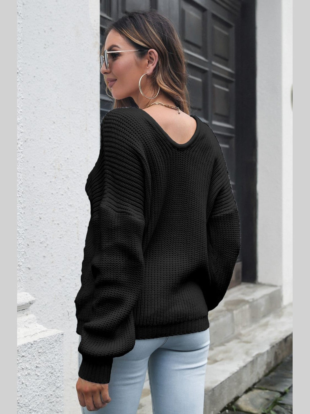V-Neck Drop Shoulder Sweater