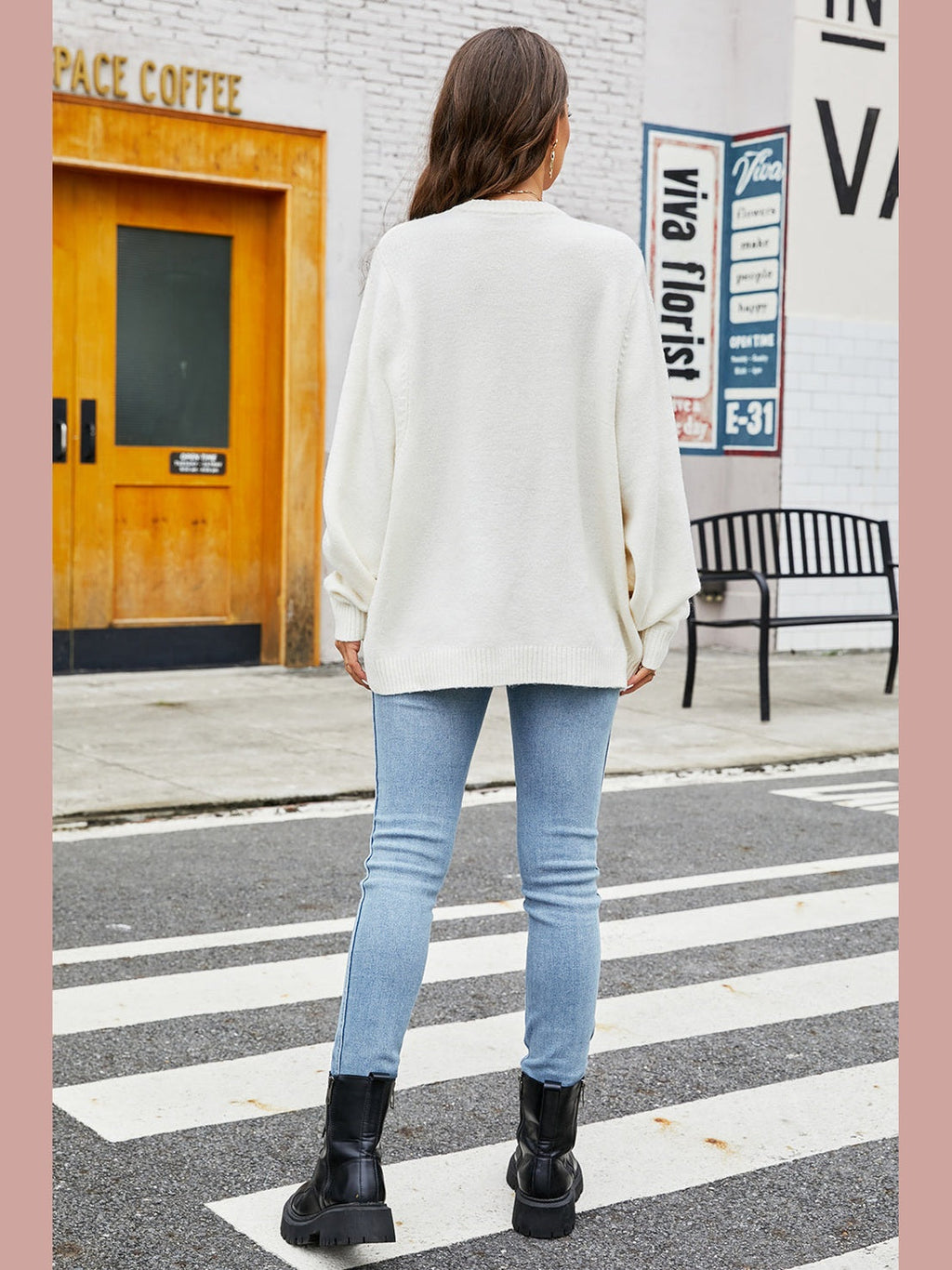 Women Round Neck  Long Sleeve Sweater