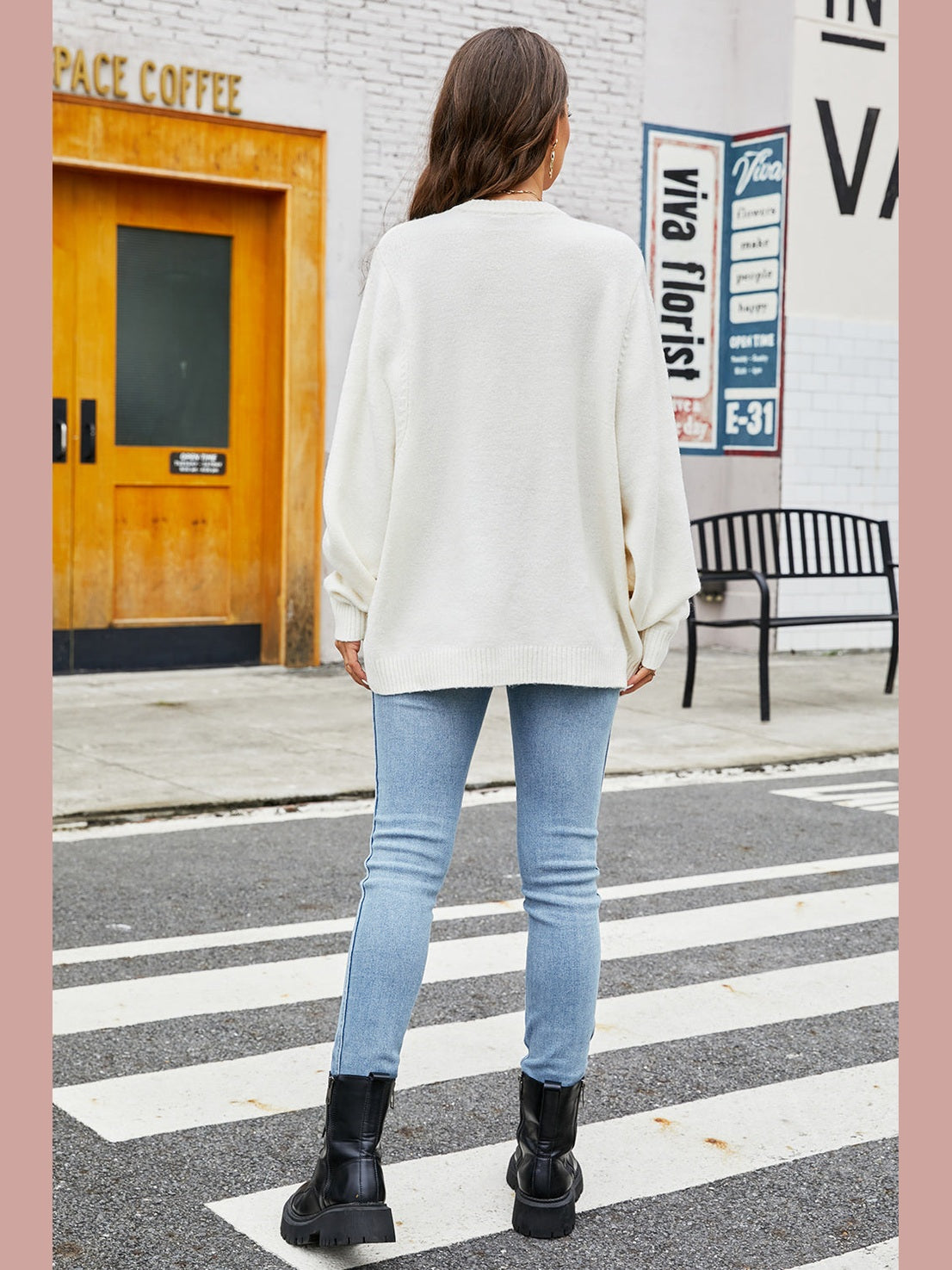 Women Round Neck  Long Sleeve Sweater