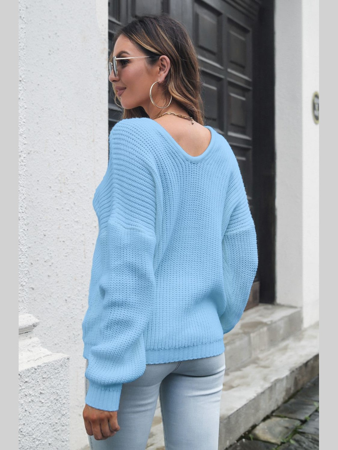 V-Neck Drop Shoulder Sweater