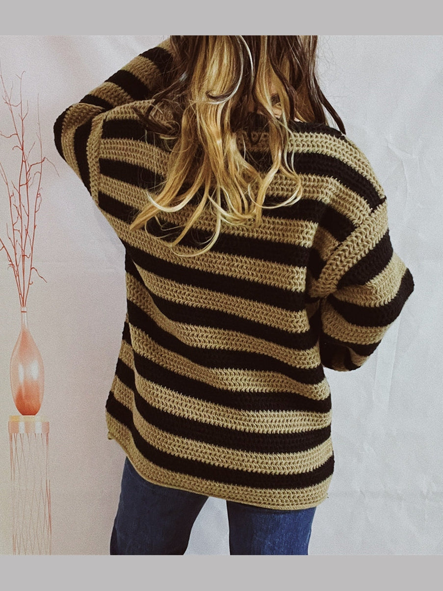 Striped Round Neck Long Sleeve Sweater