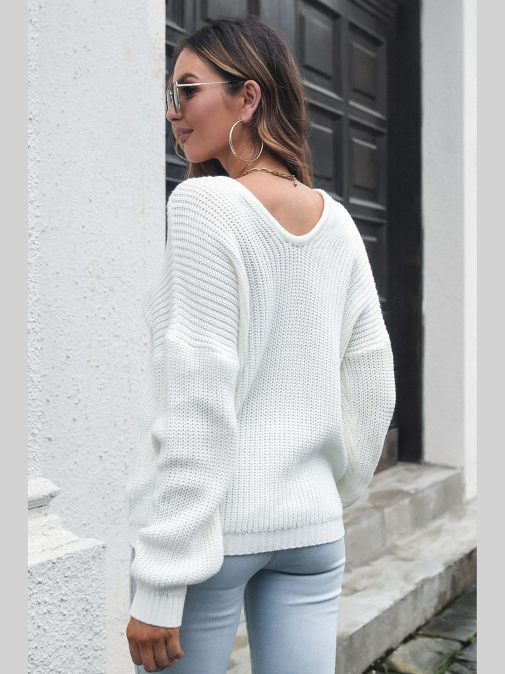 V-Neck Drop Shoulder Sweater