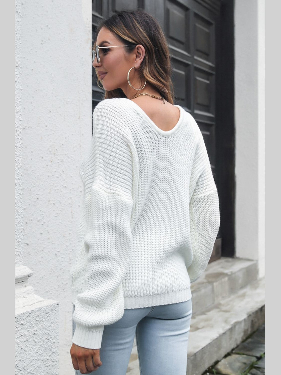 V-Neck Drop Shoulder Sweater