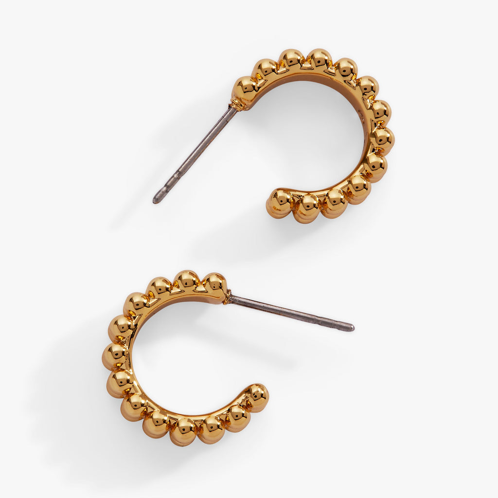 Gold Beaded Huggie Hoop Earring