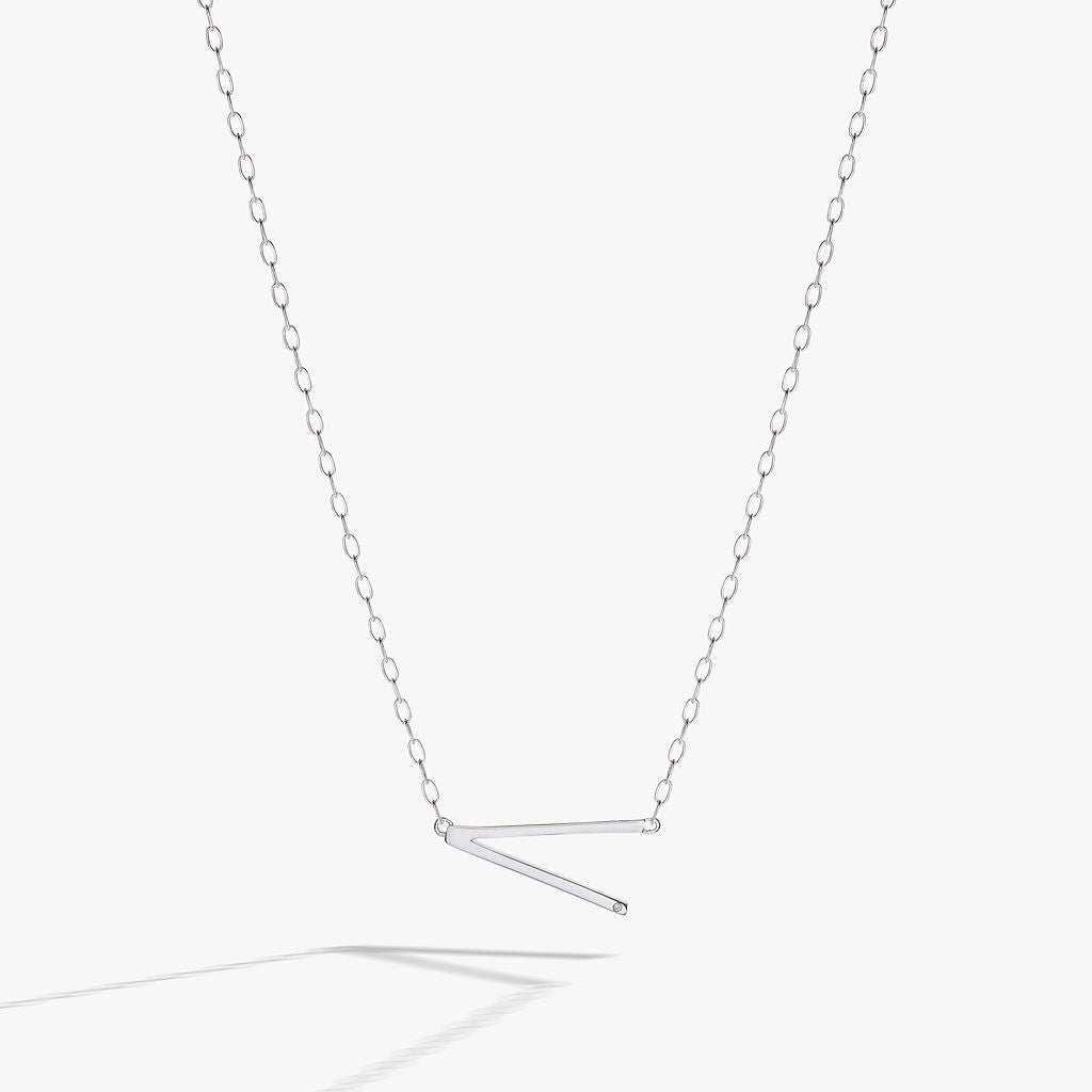 Initial V Precious Elongated Necklace