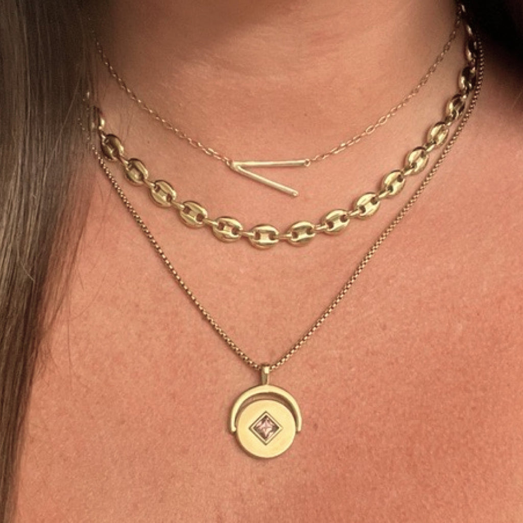 Initial V Precious Elongated Necklace