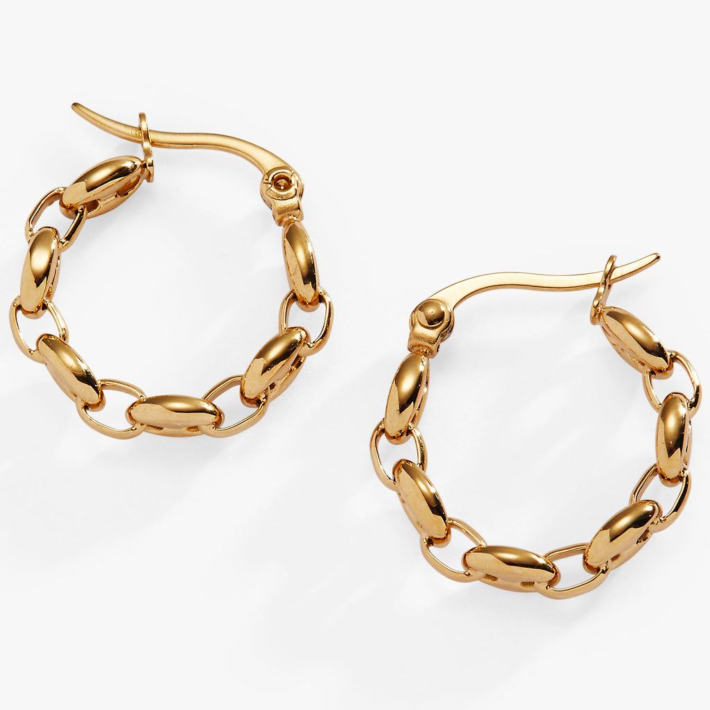 Frozen Mariner Chain Hoop Earrings