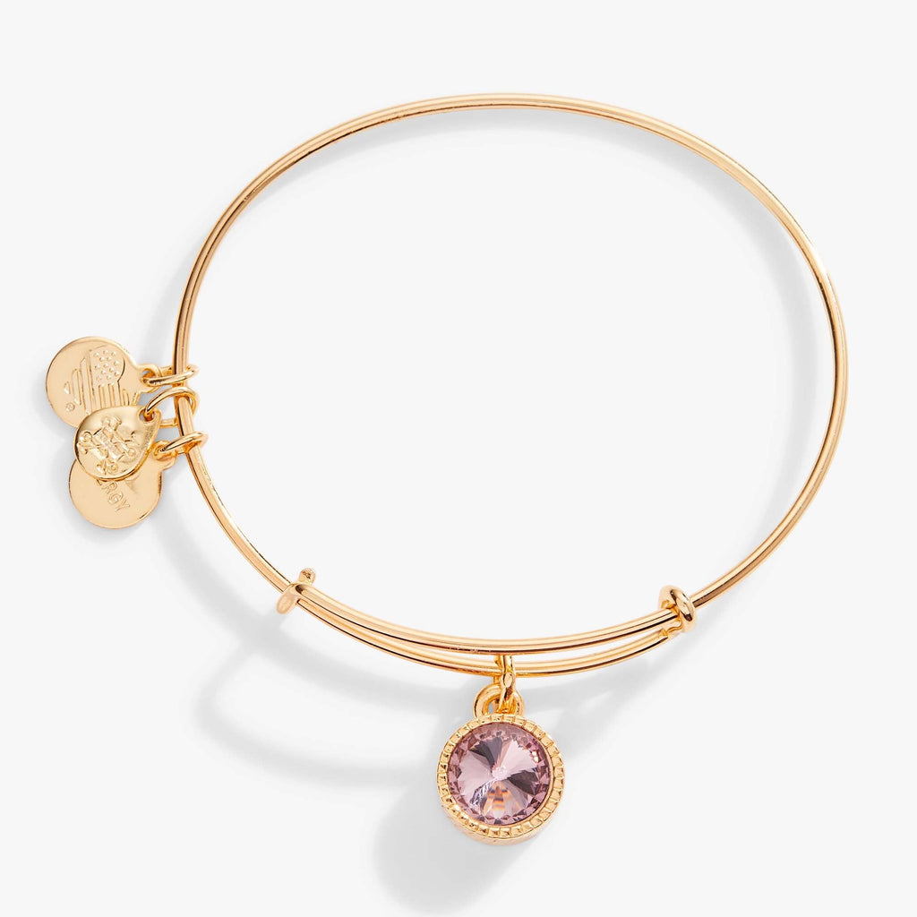 June Birthstone Charm Bangle, Light Amethyst