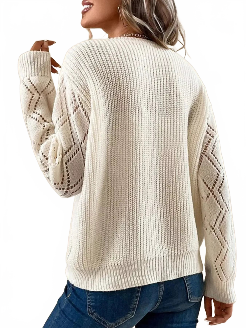 V-Neck Openwork Sweater