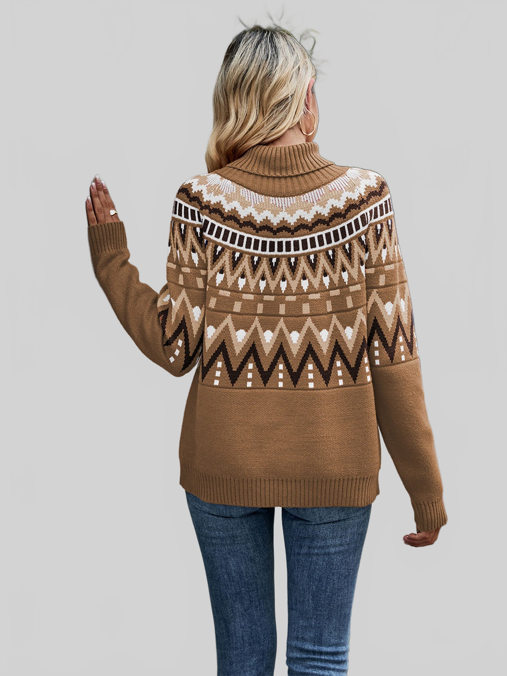 Turtleneck Ribbed Trim Pullover Sweater