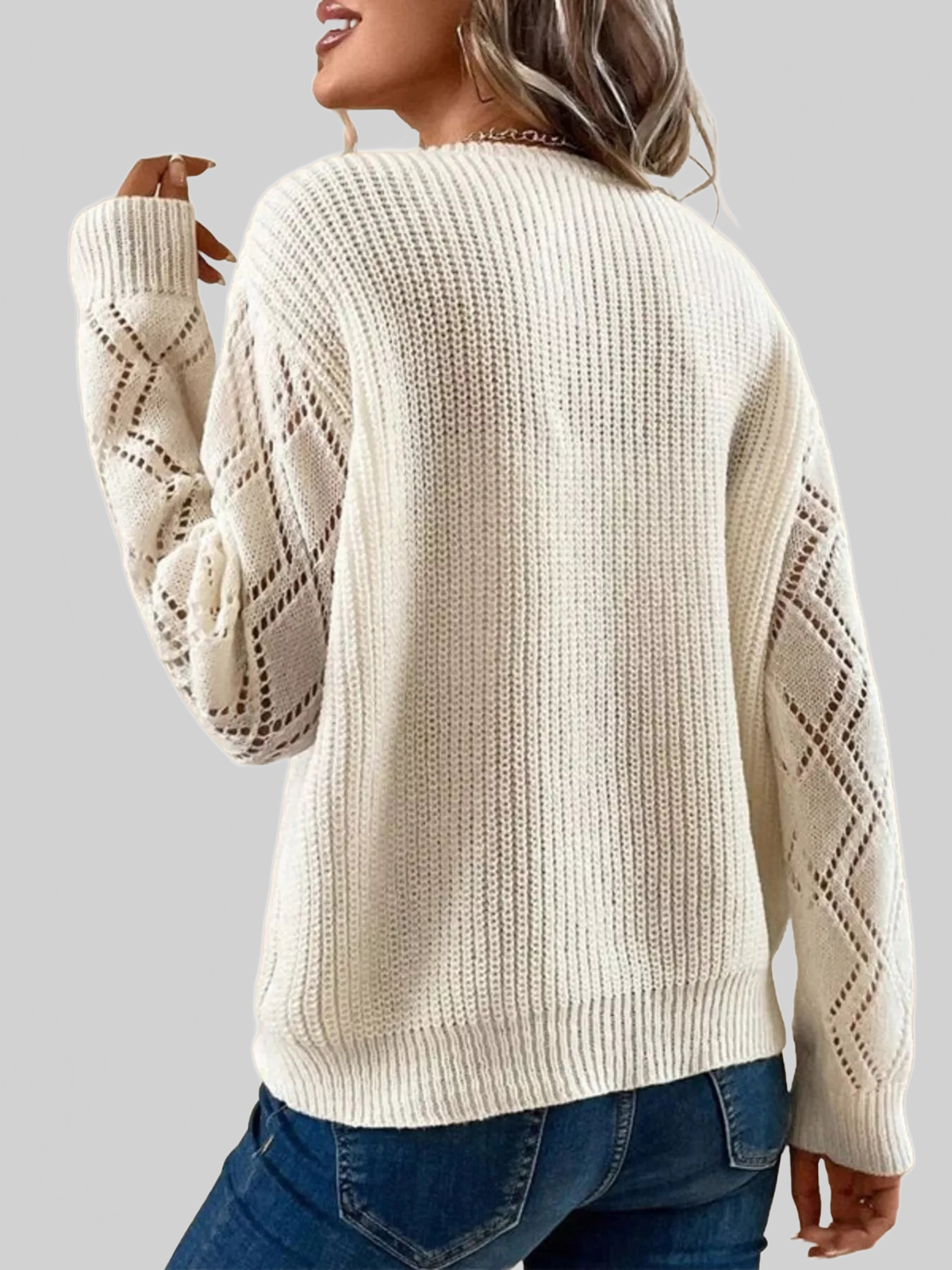 V-Neck Openwork Sweater
