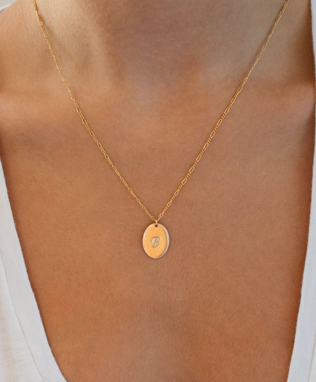 Oval Monogram Necklace Sterling Silver