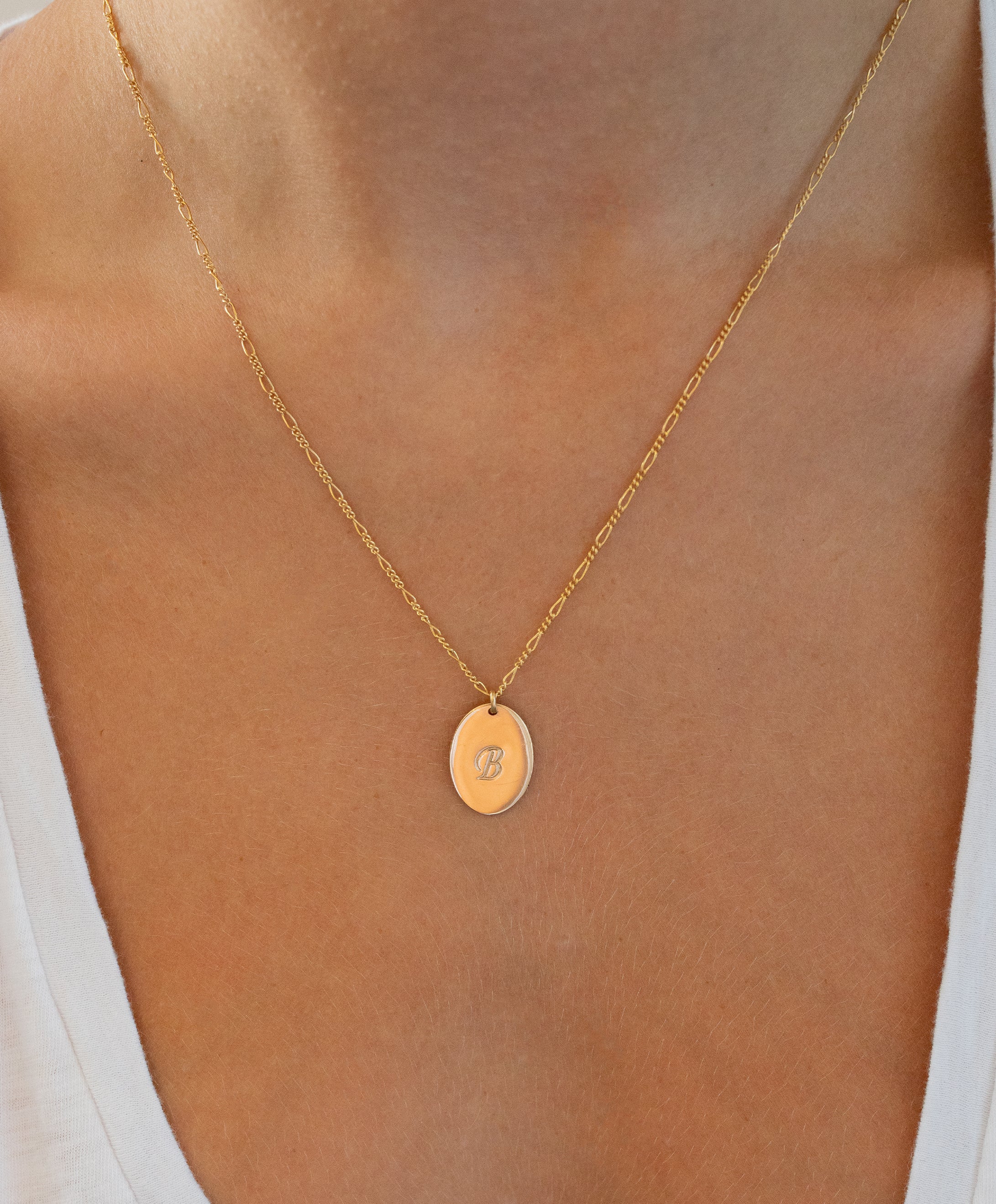 Oval Monogram Necklace Sterling Silver
