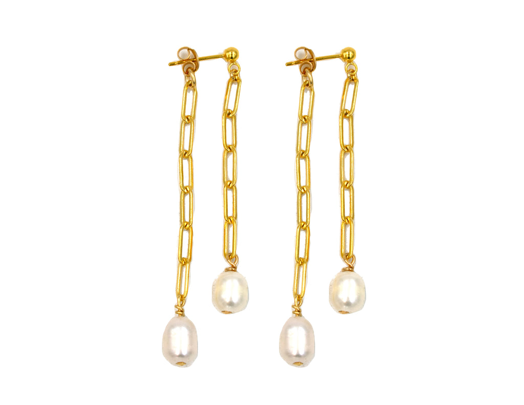 Paperclip Pearl Drop Earrings