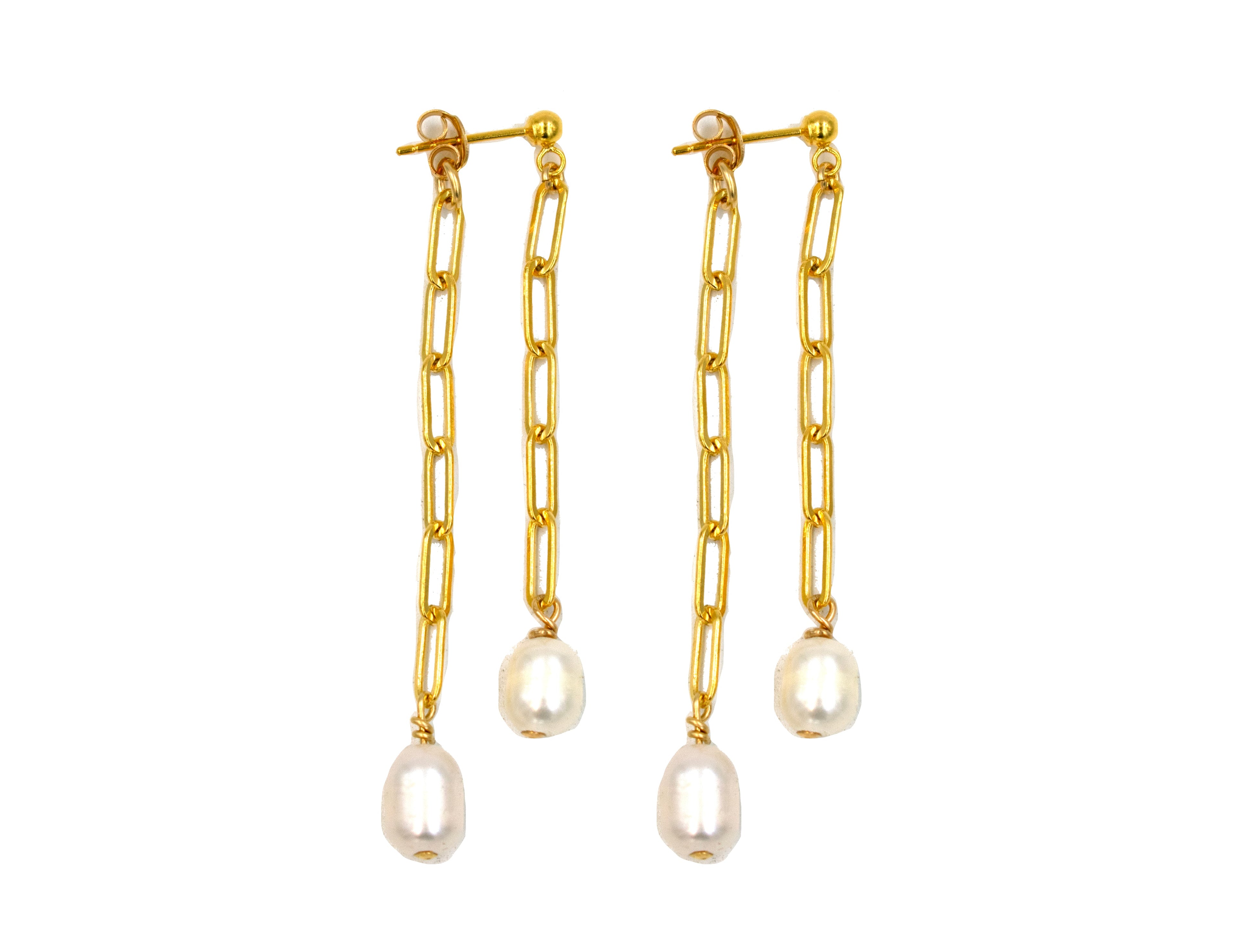 Paperclip Pearl Drop Earrings